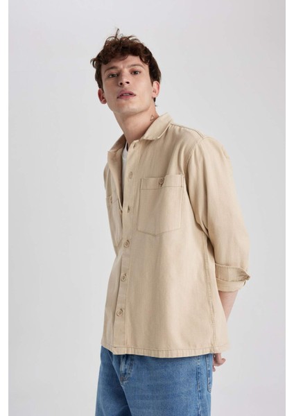 Relax Fit Pamuklu Uzun Kollu Gömlek Ceket B6113AX23AU