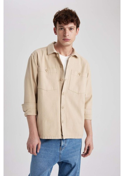 Relax Fit Pamuklu Uzun Kollu Gömlek Ceket B6113AX23AU