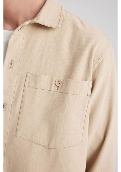 Relax Fit Pamuklu Uzun Kollu Gömlek Ceket B6113AX23AU