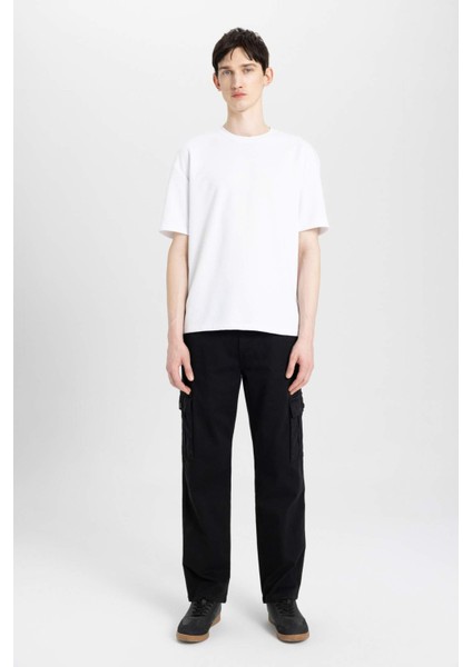 Yazlık Gabardin Pantolon Kargo Cepli Düz Paça B6366AX24SP