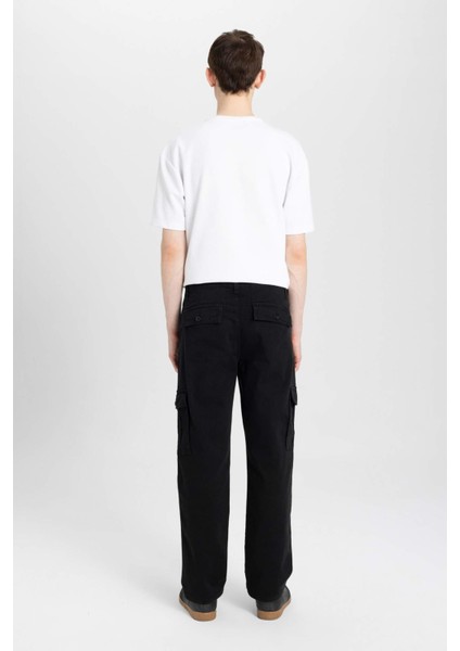 Yazlık Gabardin Pantolon Kargo Cepli Düz Paça B6366AX24SP