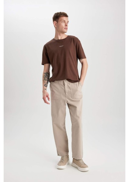 Gabardin Pantolon Baggy Fit Bol Rahat Kesim Cepli Düz Paça B4762AX24SP