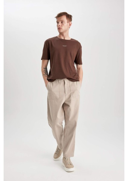 Gabardin Pantolon Baggy Fit Bol Rahat Kesim Cepli Düz Paça B4762AX24SP