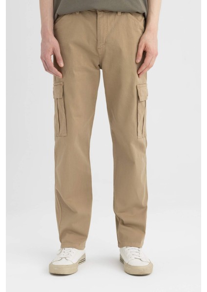 Yazlık Gabardin Pantolon Kargo Cepli Düz Paça B6366AX24SP