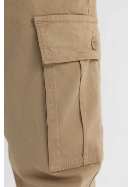 Yazlık Gabardin Pantolon Kargo Cepli Düz Paça B6366AX24SP