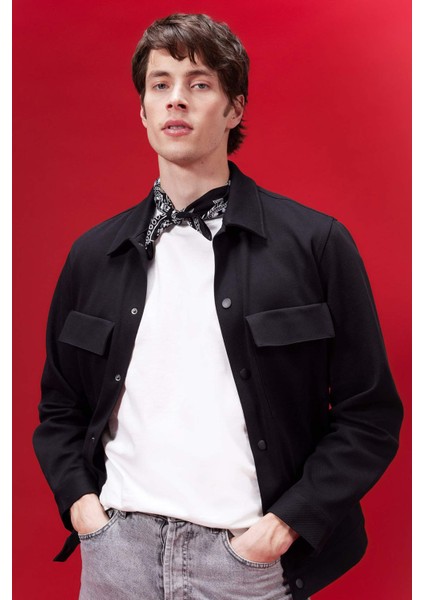 Polo Yaka Çıtçıt Kapamalı Cepli Gömlek Ceket