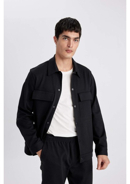 Polo Yaka Çıtçıt Kapamalı Cepli Gömlek Ceket