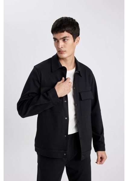 Polo Yaka Çıtçıt Kapamalı Cepli Gömlek Ceket
