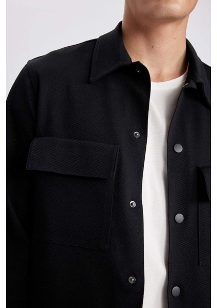 Polo Yaka Çıtçıt Kapamalı Cepli Gömlek Ceket