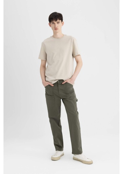 Yazlık Gabardin Pantolon Straight Fit Bol Rahat Kesim Cepli Düz Paça B4089AX24SP