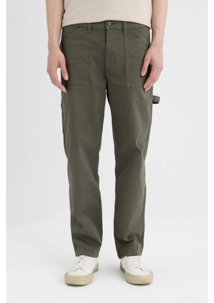 Yazlık Gabardin Pantolon Straight Fit Bol Rahat Kesim Cepli Düz Paça B4089AX24SP