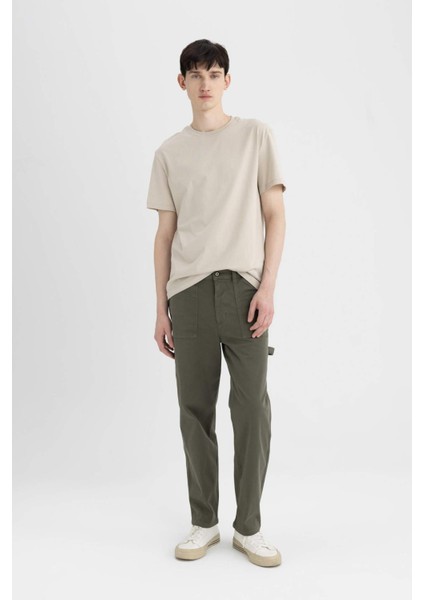 Yazlık Gabardin Pantolon Straight Fit Bol Rahat Kesim Cepli Düz Paça B4089AX24SP