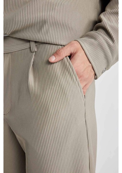 Yazlık Kumaş Pantolon Tapered Fit Normal Kesim Düz Paça Her Yöne Esneyen B6584AX24SP