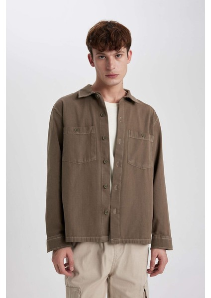 Relax Fit Pamuklu Uzun Kollu Gömlek Ceket B6113AX23AU