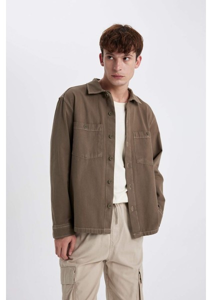 Relax Fit Pamuklu Uzun Kollu Gömlek Ceket B6113AX23AU