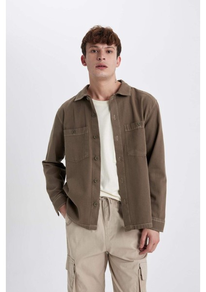 Relax Fit Pamuklu Uzun Kollu Gömlek Ceket B6113AX23AU