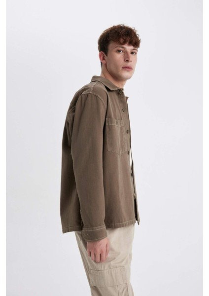 Relax Fit Pamuklu Uzun Kollu Gömlek Ceket B6113AX23AU