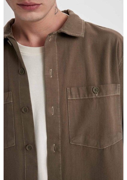 Relax Fit Pamuklu Uzun Kollu Gömlek Ceket B6113AX23AU