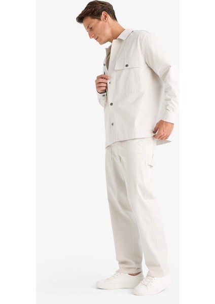 Yazlık Gabardin Pantolon Straight Fit Bol Rahat Kesim Cepli Düz Paça B4089AX24SP