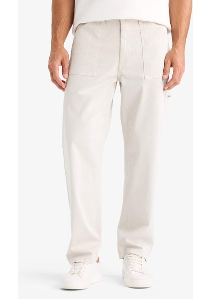 Yazlık Gabardin Pantolon Straight Fit Bol Rahat Kesim Cepli Düz Paça B4089AX24SP