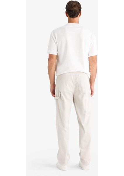 Yazlık Gabardin Pantolon Straight Fit Bol Rahat Kesim Cepli Düz Paça B4089AX24SP