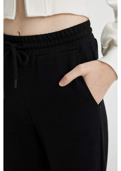 Coool Wide Leg Beli Lastikli Bağcıklı Cepli Bol Paça Basic Düz Eşofman Altı B3345AX23WN