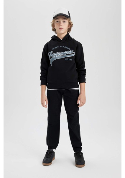 Erkek Çocuk Beli Bağcıklı Cepli Lastikli Paça Jogger Basic Düz Pantolon