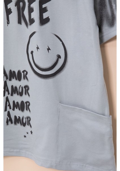 Füme Cep Detaylı Yazı Baskılı Erkek Çocuk Bisiklet Yaka Tişört 20906 fiyatları