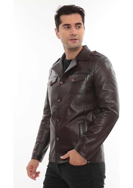 Erkek Punto Dikişli Düğmeli Hakiki Deri Ceket - 2115 fiyatları