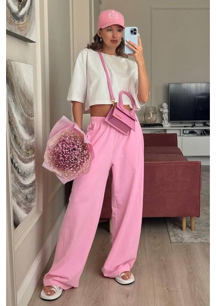 Pembe Geniş Paça Modal Kadın Eşofman Altı MG2122 fiyatları