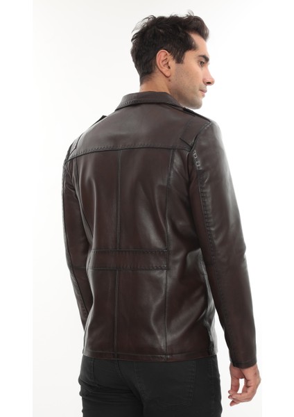 Erkek Punto Dikişli Düğmeli Hakiki Deri Ceket - 2115 fırsatları