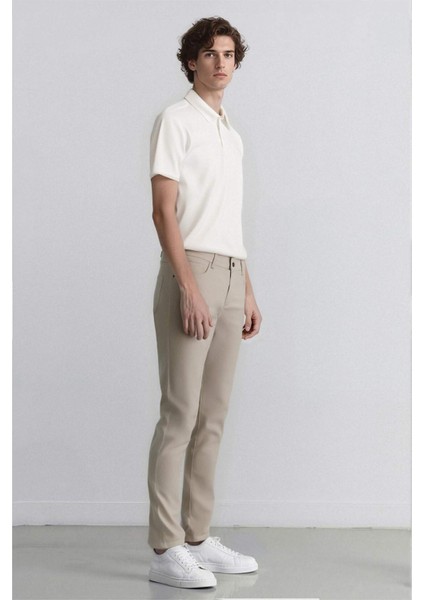 Yazlık Chino Kanvas Pantolon Slim Fit Dar Kesim Cepli Dar Paça T1055AZ24SP