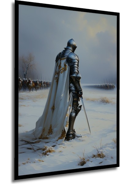 Çerçeve Görünümlü Zırhlı Şövalye Yağlı Boya Görünümlü Dekoratif Ahşap Ev/işyeri/ofis Kare Tablo modelleri