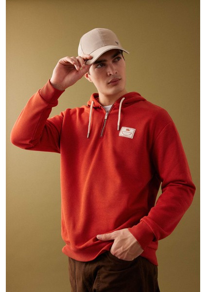 Oversize Geniş Kalıp Kapüşonlu Sırt Baskılı Sweatshirt B4803AX24SP