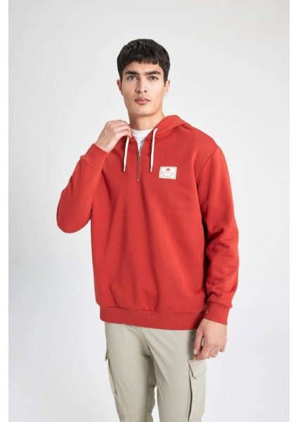 Oversize Geniş Kalıp Kapüşonlu Sırt Baskılı Sweatshirt B4803AX24SP