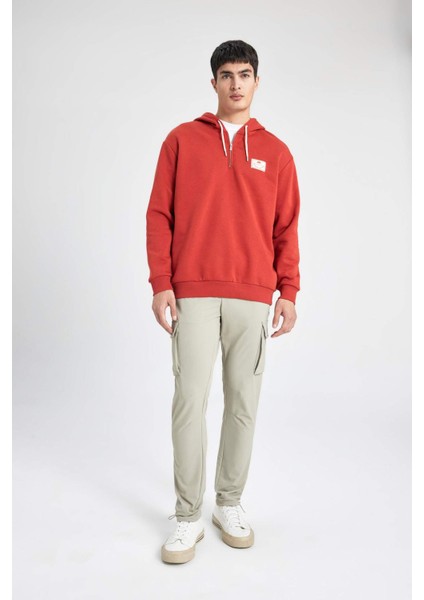 Oversize Geniş Kalıp Kapüşonlu Sırt Baskılı Sweatshirt B4803AX24SP