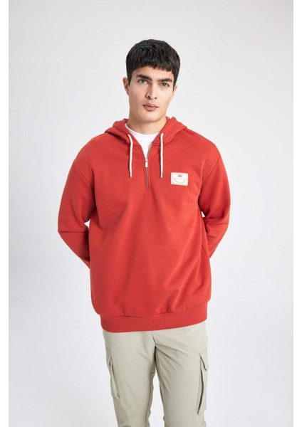 Oversize Geniş Kalıp Kapüşonlu Sırt Baskılı Sweatshirt B4803AX24SP