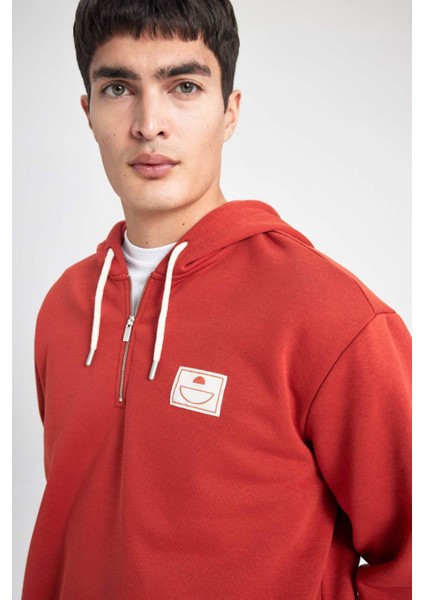 Oversize Geniş Kalıp Kapüşonlu Sırt Baskılı Sweatshirt B4803AX24SP