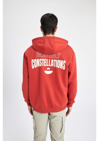 Oversize Geniş Kalıp Kapüşonlu Sırt Baskılı Sweatshirt B4803AX24SP