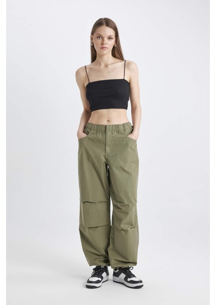 Coool Fitted İp Askılı Pamuklu Crop Basic Düz Atlet U0358AZ24SM