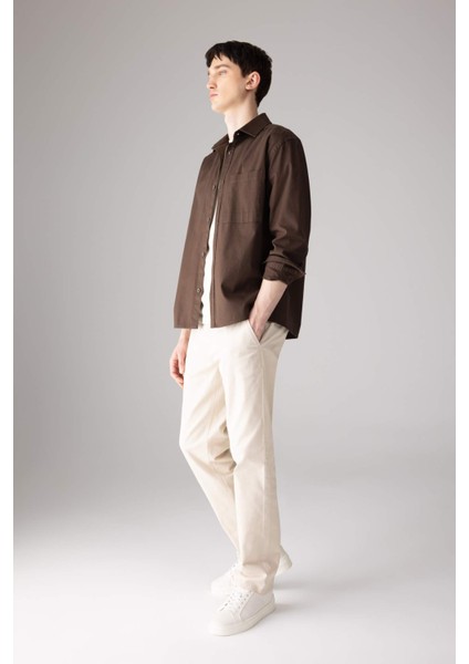 Regular Fit Normal Kesim Gabardin Chino Kanvas Pantolon Yazlık Fermuar Cepli Düz Paça B2088AX24SP