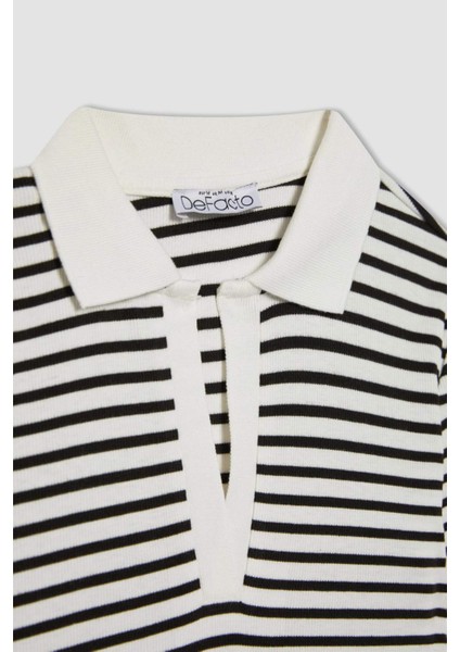 Fitted Çizgili Polo Yaka Kısa Kollu Tişört A0380AX24SM