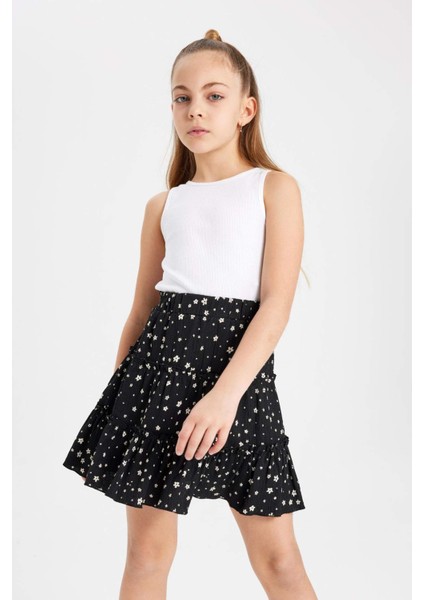 Kız Çocuk Desenli Bürümcük Etek B4460A824SM