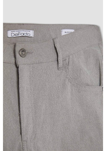 Yazlık Chino Kanvas Pantolon Slim Fit Dar Kesim Cepli Dar Paça T1055AZ24SP
