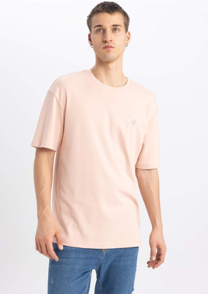 Comfort Regular Fit Rahat Kalıp Bisiklet Yaka Baskılı Kısa Kollu Ağır Kumaş Tişört B4288AX24SP