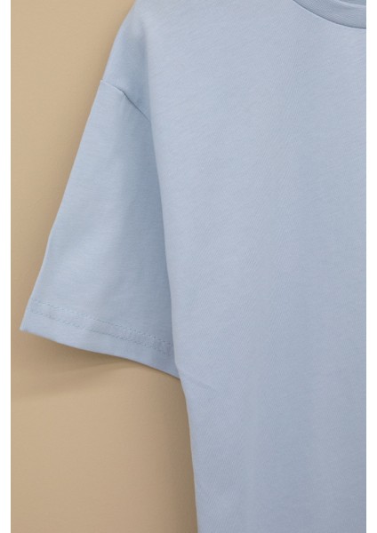 Mavi Kaykay Baskılı Yazılı Erkek Çocuk Bisiklet Yaka Tişört 20918 modelleri