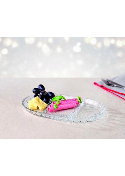 Elegant Oval Bölmeli Servis Tabağı 27X16 cm