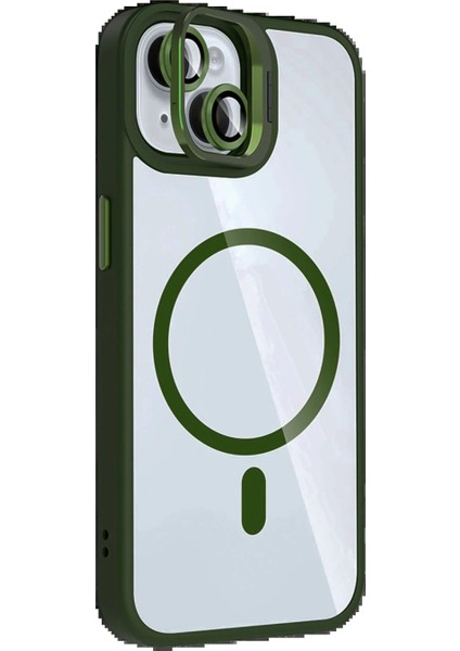 Apple iPhone 15 Plus Remim Lensli Magsafe Standlı Kapak - Koyu Yeşil fiyatları