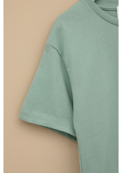 Yeşil Kaykay Baskılı Yazılı Erkek Çocuk Bisiklet Yaka Tişört 20917 fırsatları