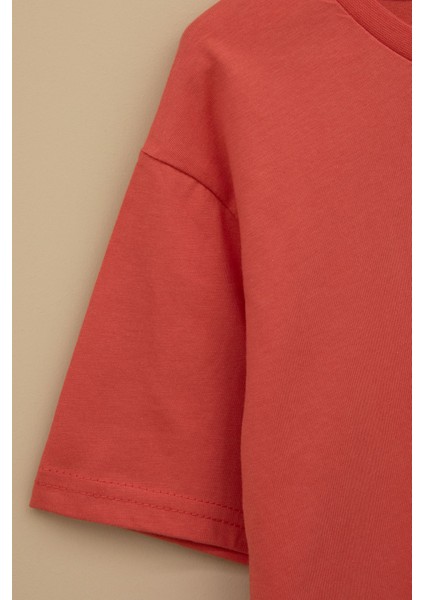 Turuncu Kaykay Baskılı Yazılı Erkek Çocuk Bisiklet Yaka Tişört 20916 modelleri